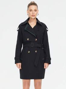 MIEGOFCE Double Breasted Belted Trench Coat - Black - View 1
