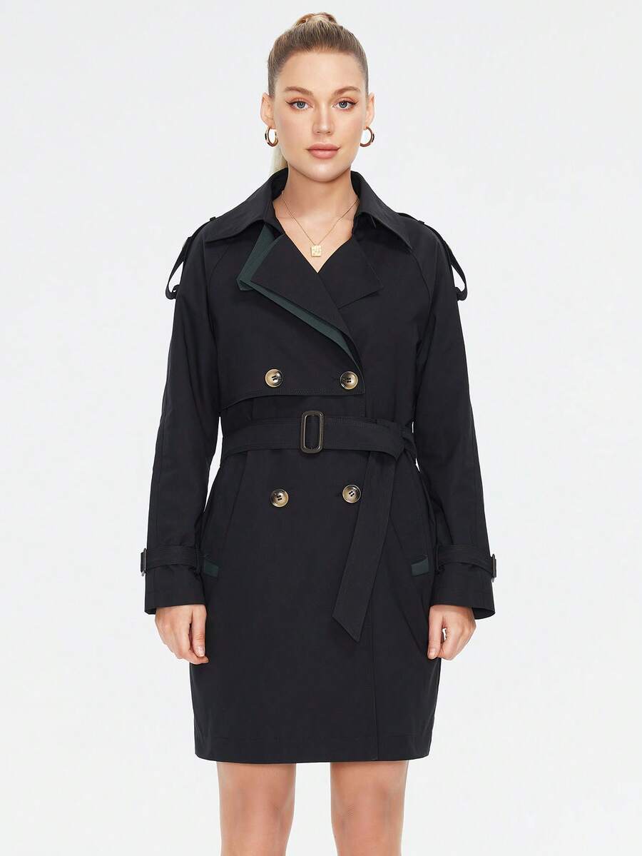 MIEGOFCE Double Breasted Belted Trench Coat - Black - View 1