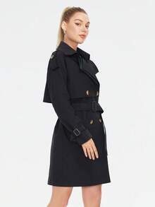 MIEGOFCE Double Breasted Belted Trench Coat - Black - View 3