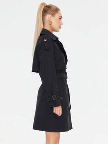 MIEGOFCE Double Breasted Belted Trench Coat - Black - View 4