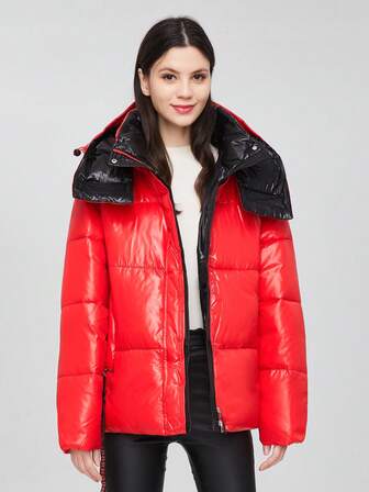 GASMAN 冬季拉链连帽棉服大衣