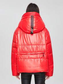 GASMAN 冬季拉链连帽棉服大衣 - 紅色 - 查看 2