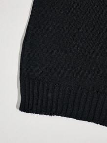 SHE(IN) BRASIL Áo dệt kim gân trơn - màu đen - Xem 3