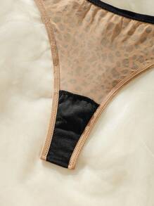 Leopard Print Bra & Panty Lingerie Set - Khaki - View 3