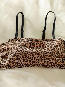 Leopard Print Bra & Panty Lingerie Set - Khaki - View 5