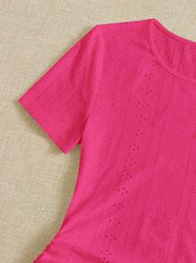 SHEIN EZwear Drawstring Side Ruched Bodycon Dress - Hot Pink - View 4