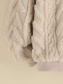 SHEIN Tween Girl 1pc Solid Flannelette Sweatshirt - Apricot - View 3