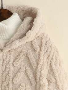 SHEIN Tween Girl 1pc Solid Flannelette Sweatshirt - Apricot - View 4