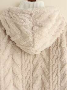 SHEIN Tween Girl 1pc Solid Flannelette Sweatshirt - Apricot - View 5