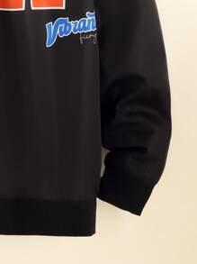 Tween Boy Letter Graphic Thermal Lined Bomber Jacket - Black - View 6