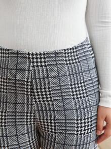 SHEIN Frenchy Plus Size Boho Plaid Print Leggings - Grey - View 5