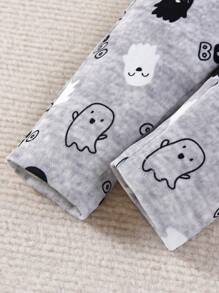 女嬰萬聖節卡通和標語圖案緊身睡衣套裝 - 白色 - 查看 5