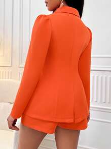 VaVaBold Cổ bẻ Ống tay áo Áo vest & Quần short - Màu Cam cháy - Xem 2