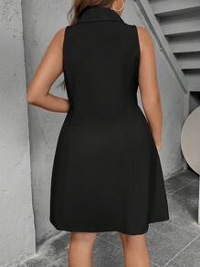 SHEIN Clasi 大碼雙排釦背心洋裝 - 黑色 - 查看 2