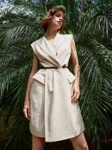 MOTF PREMIUM LINEN VISCOSE BLAZER DRESS WITHOUT BELT