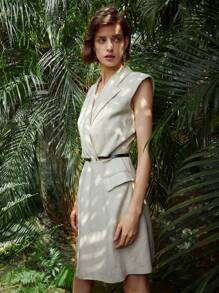 MOTF PREMIUM LINEN VISCOSE BLAZER DRESS WITHOUT BELT