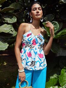 MOTF PREMIUM LINEN VISCOSE CHAIN HALTER TOP - Multicolor - View 5