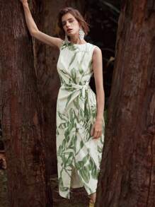 MOTF PREMIUM Vestido viscosa de lino con cordón lateral