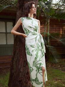 MOTF PREMIUM Vestido viscosa de lino con cordón lateral