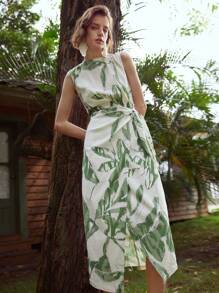 MOTF PREMIUM Vestido viscosa de lino con cordón lateral