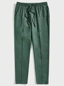 Manfinity NiteLyfe Men Drawstring Waist Seam Detail Trousers - Green - View 2