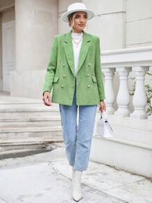 SHEIN Privé Solid Double Breasted Overcoat