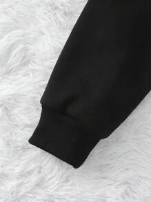 SHEIN EZwear 火和字母圖案加絨內裏運動衫