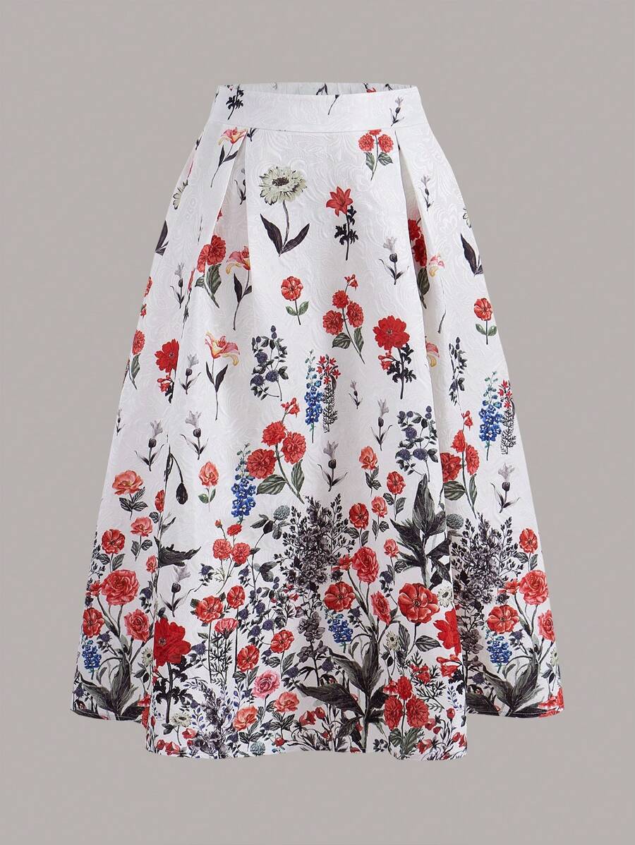 SHEIN Plus Button Up Flare Skirt