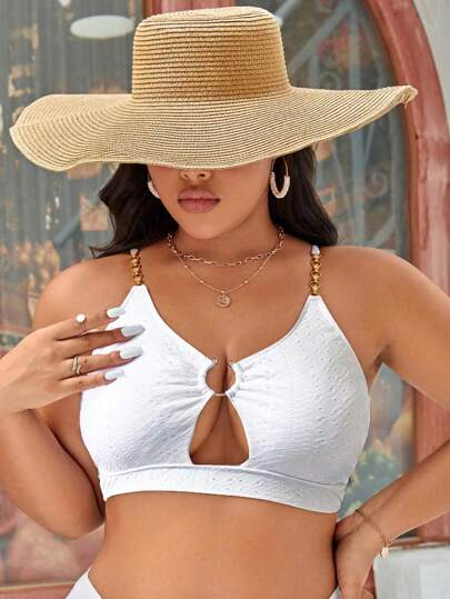 SHEIN 大碼鏈條細節鏤空環鏈吊帶上衣