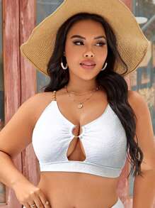 SHEIN 大碼鏈條細節鏤空環鏈吊帶上衣 - 白色 - 查看 3