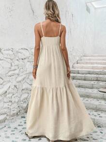 SHEIN VCAY Solid Ruffle Hem Cami Dress