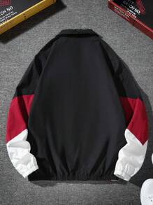 Manfinity Sporsity Men Rave Color Block Jacket Without Tee, Going Out Long Sleeve Color Block Lightweight Outdoor Windbreaker, For Friends, Husband, Boyfriend Gifts, Fall