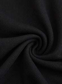 Manfinity Homme 男士大碼拼接短袖Polo衫，黑色工作商務休閒Polo衫 - 黑色 - 查看 3