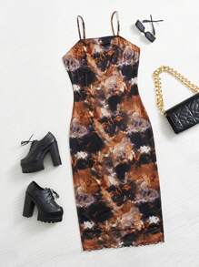 SHEIN MOD Plus Tie Dye Cami Dress - Multicolor - View 1