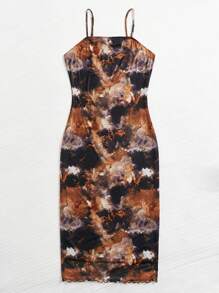 SHEIN MOD Plus Tie Dye Cami Dress - Multicolor - View 5