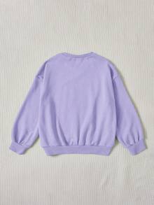 SHEIN Tween Girl Letter Graphic Drop Shoulder Sweatshirt - Lilac Purple - View 2