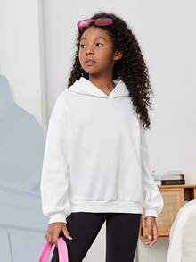 SHEIN Tween Girl Slogan Graphic Drop Shoulder Sweatshirt - White - View 2