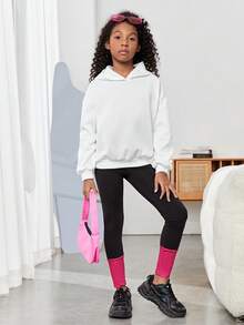 SHEIN Tween Girl Slogan Graphic Drop Shoulder Sweatshirt - White - View 4