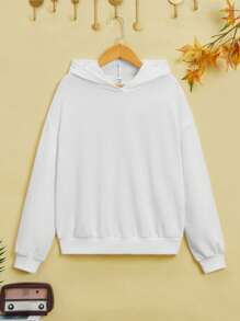 SHEIN 少女标语卡通图案落肩卫衣 - 白色 - 查看 2