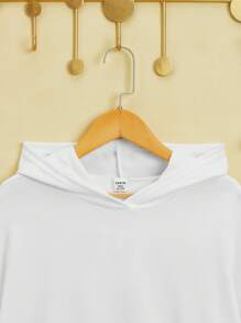 SHEIN 少女标语卡通图案落肩卫衣 - 白色 - 查看 3