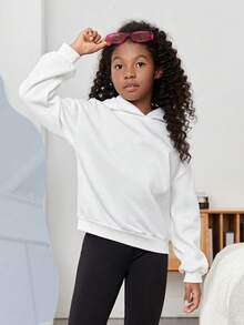 SHEIN Tween Girl Slogan Graphic Drop Shoulder Sweatshirt - White - View 6