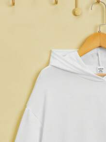 SHEIN 少女标语卡通图案落肩卫衣 - 白色 - 查看 5