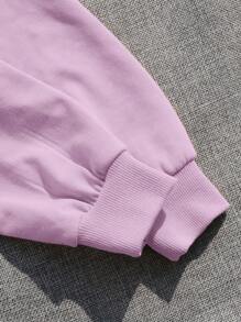 SHEIN 女大童超短款連帽衫&小熊印花吊帶洋裝 - 紫丁香色 - 查看 3