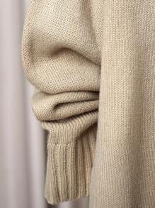 SHEIN 男大童字母貼布落肩袖連帽開襟開衫無襯衫 - 卡其色 - 查看 5