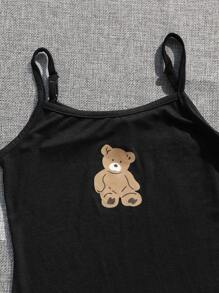 SHEIN 女大童超短款連帽衫&小熊印花吊帶洋裝 - 紫丁香色 - 查看 6