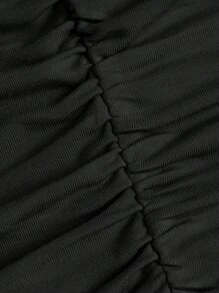 SHEIN Teen Girl Ruched Front Lettuce Trim Dress - Black - View 3