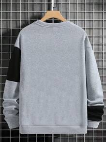 Manfinity Homme Men Color Block Thermal Lined Sweatshirt Crew Neck Long Sleeve Casual Sweatshirt, For Friends, Husband, Boyfriend Gifts, Men Co Ords, Mens Two Tone Sweatshirt, Mens Long Sleeve Sweatshirt