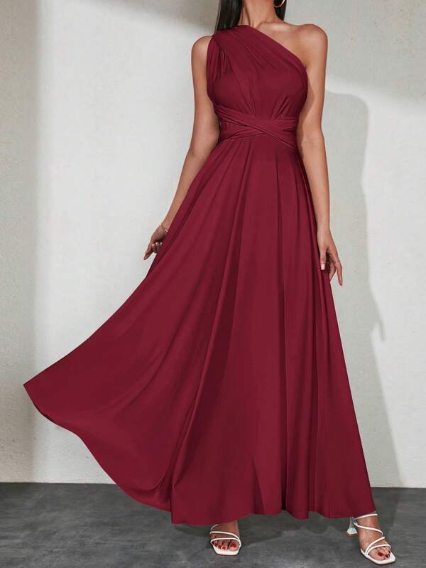 Solid Multiple Ways Wear Dress