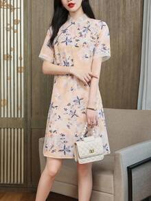 Abiti con stampa floreale collo mao