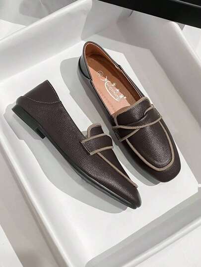 Mengshangli 2025秋季女士平底鞋低帮百搭软底平底皮鞋仙女风温柔乐福鞋